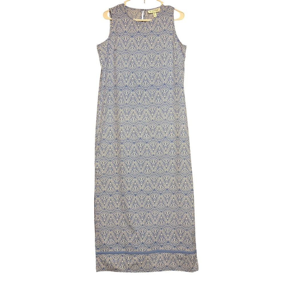 Coolibar Maxi Dress Medium Blue  Geometric UPF 50+ Sun Protection Sleeveless